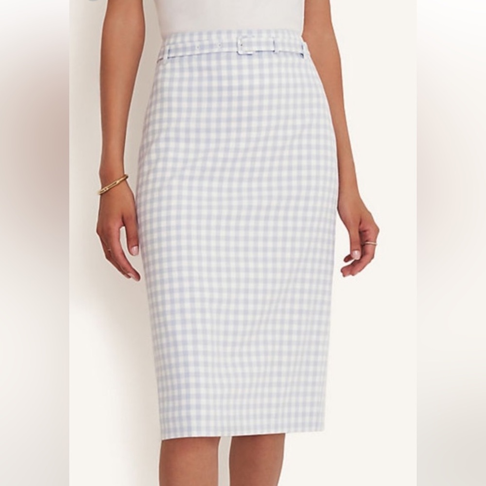 Blue Gingham Pencil Skirt